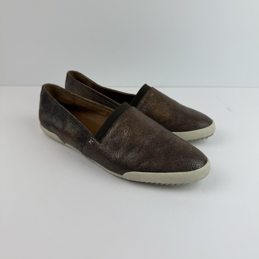 FRYE MELANIE Metallic Brown Leather Slip-on Shoes Women's Sz 9.5 Flats Casual‎